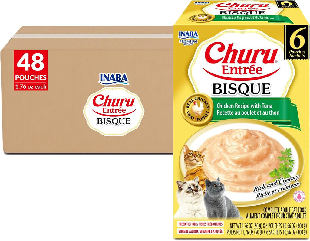 INABA Churu Entre Bisque for Cats, Grain-Free, High Moisture, Prebiotic Wet Cat Food, 1.76oz. per Pouch, 6 Pouches, Chicken with Cheese Recipe - Image 13