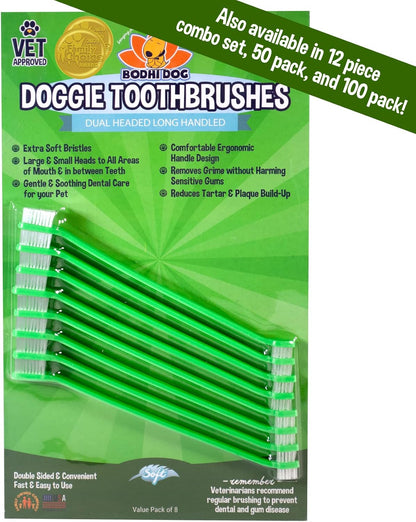 Full layout of the fifty piece bulk pack of Bodhi Dog oral care brushes.
