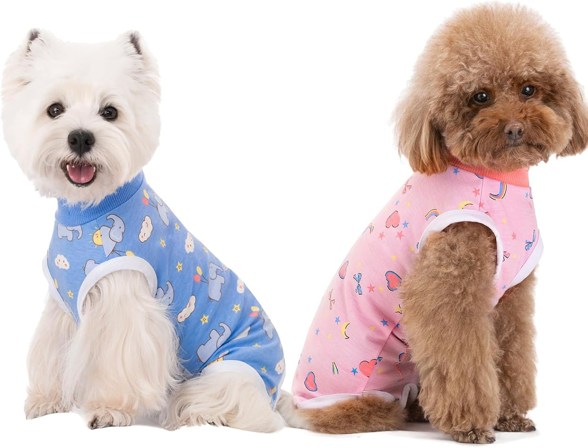 2 Packs Pet Dog Recovery Onesie Suit for Dogs Cats After Surgery,Dog Abdominal Wounds Bandages Cone E-Collar Alternative. (White Flower, M) - Image 9