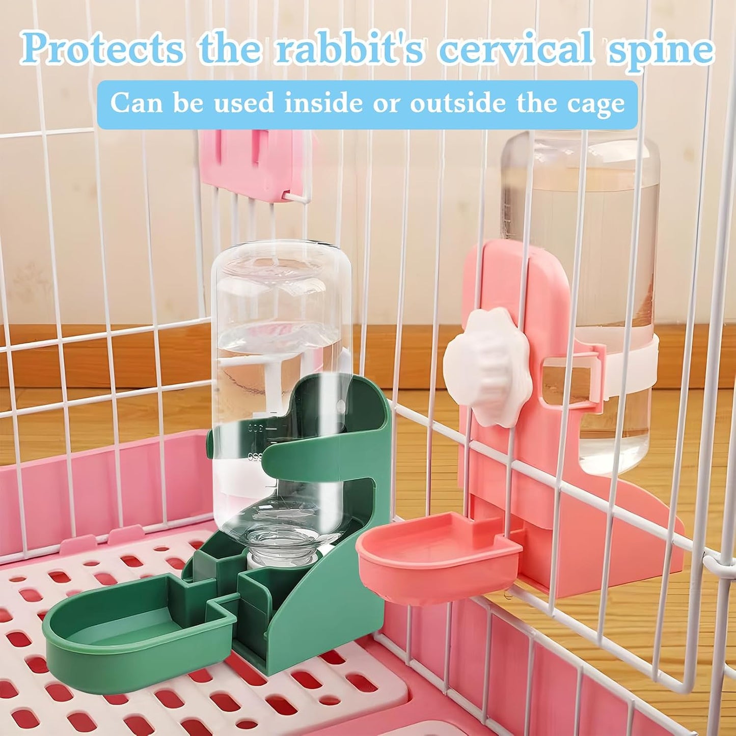 kathson Rabbit Water Dispenser for Cage 17 Oz Hanging Guinea Pig Water Bottle No Drip Gravity Automatic Bunny Water Bottle No Leak Small Animal Water Bottle for Chinchilla Ferret HamsterPink - Image 6