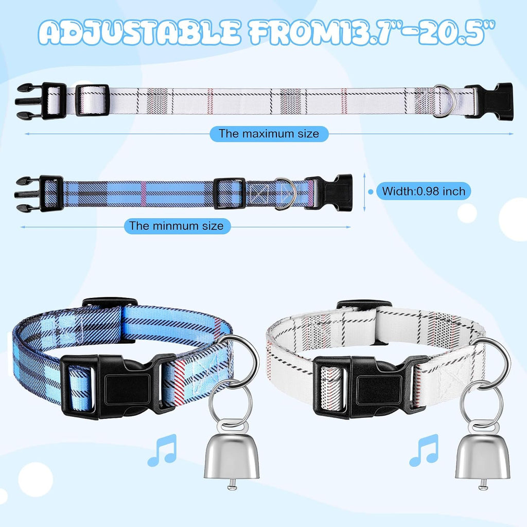 Adjustable nylon small farm animal collars showing the quick-release plastic snap buckle and sun adjustment slider mechanism.