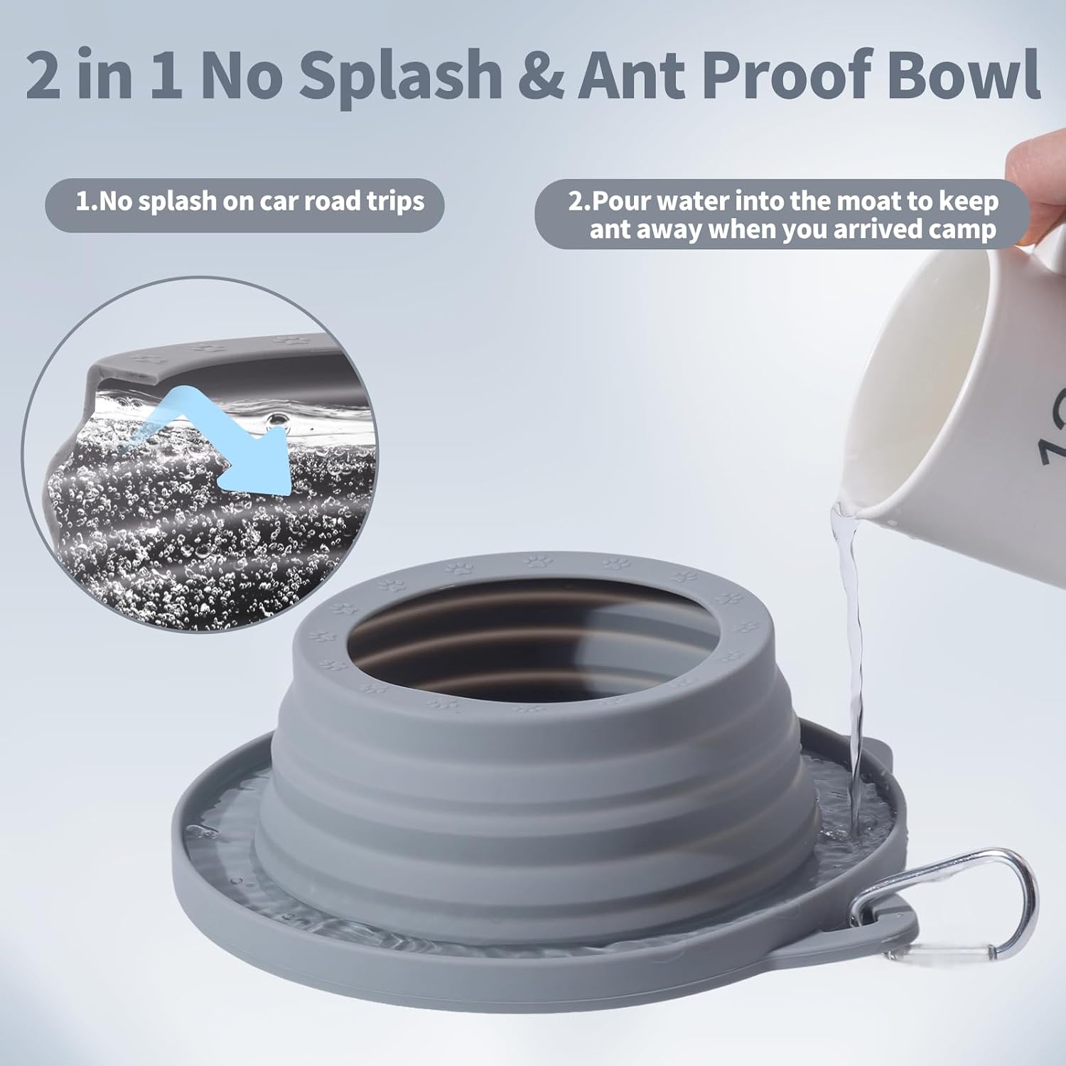 SLSON anti ant cat food bowl with water filled in the protective outer moat barrier