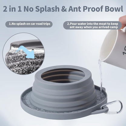 SLSON anti ant cat food bowl with water filled in the protective outer moat barrier
