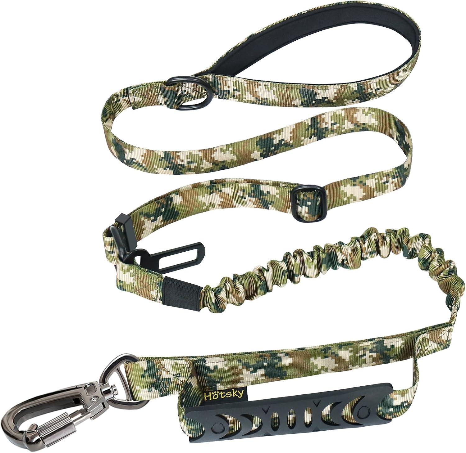 Hotsky Tactical Dog Leash Heavy Duty for Medium Large Dogs that Pull,4-6Ft Strong Bungee Shock Absorbing No Pull Dog Leash with Padded Double Handle and Car Seatbelt,Purple Camo - Image 11
