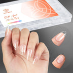 Modelones short almond nail tips front view product packaging