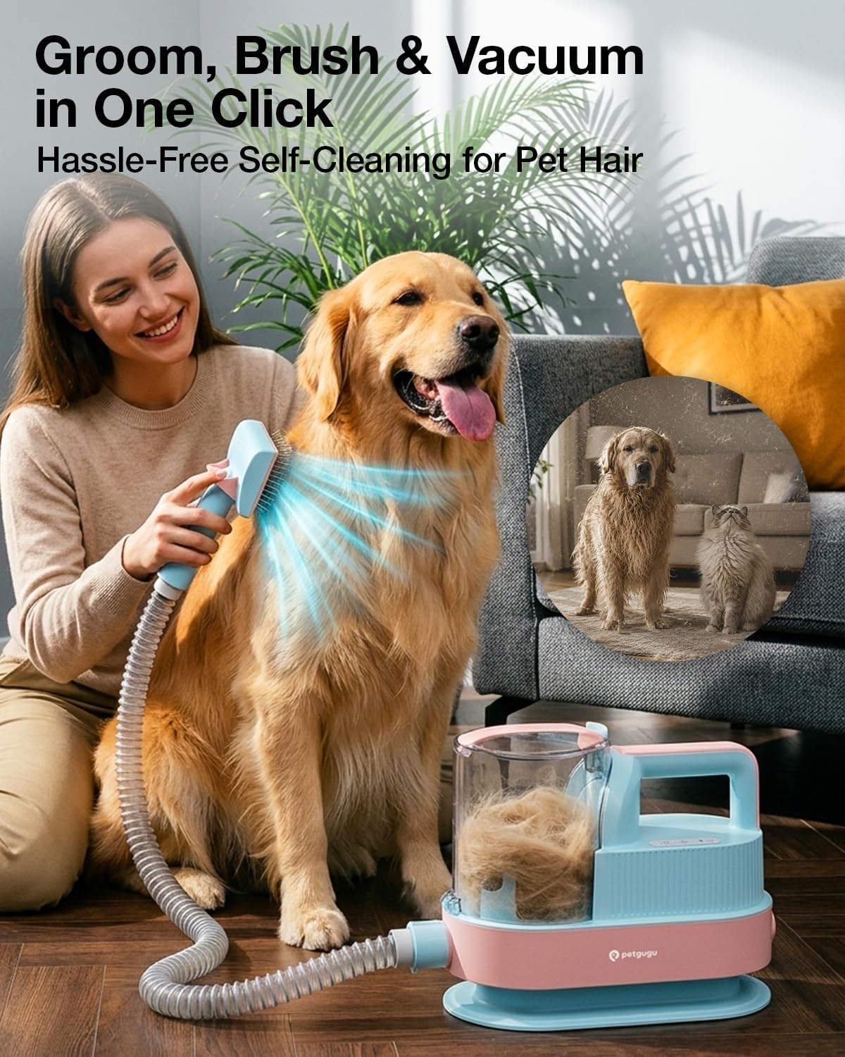 PETGUGU professional pet hair trimmer attachment with dual head design for efficient dog grooming