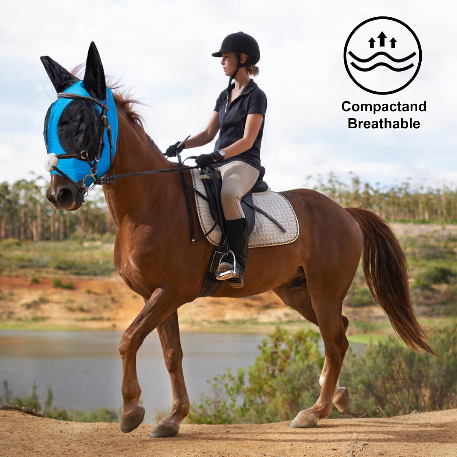 Close up of Foxlvda fly mask ear coverage
