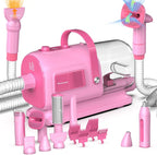 Geoorood 7-in-1 dog grooming vacuum and dryer kit pink front view for professional home pet care.