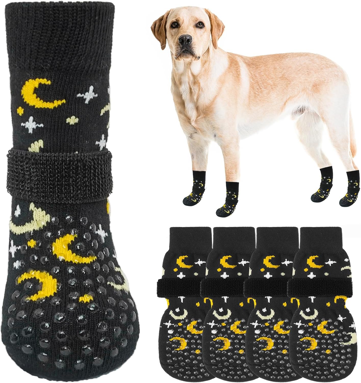 SCENEREAL Anti Slip Dog Sock to Prevent Licking Paws for Hardwood Floors, Boots & Paw Protector Shoes for Hot/Cold Pavement with Grippers, Double Sides Grips for Small Medium Large Senior Dogs - Image 14