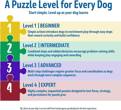 Smart dog flipping beakers to release treats training setup