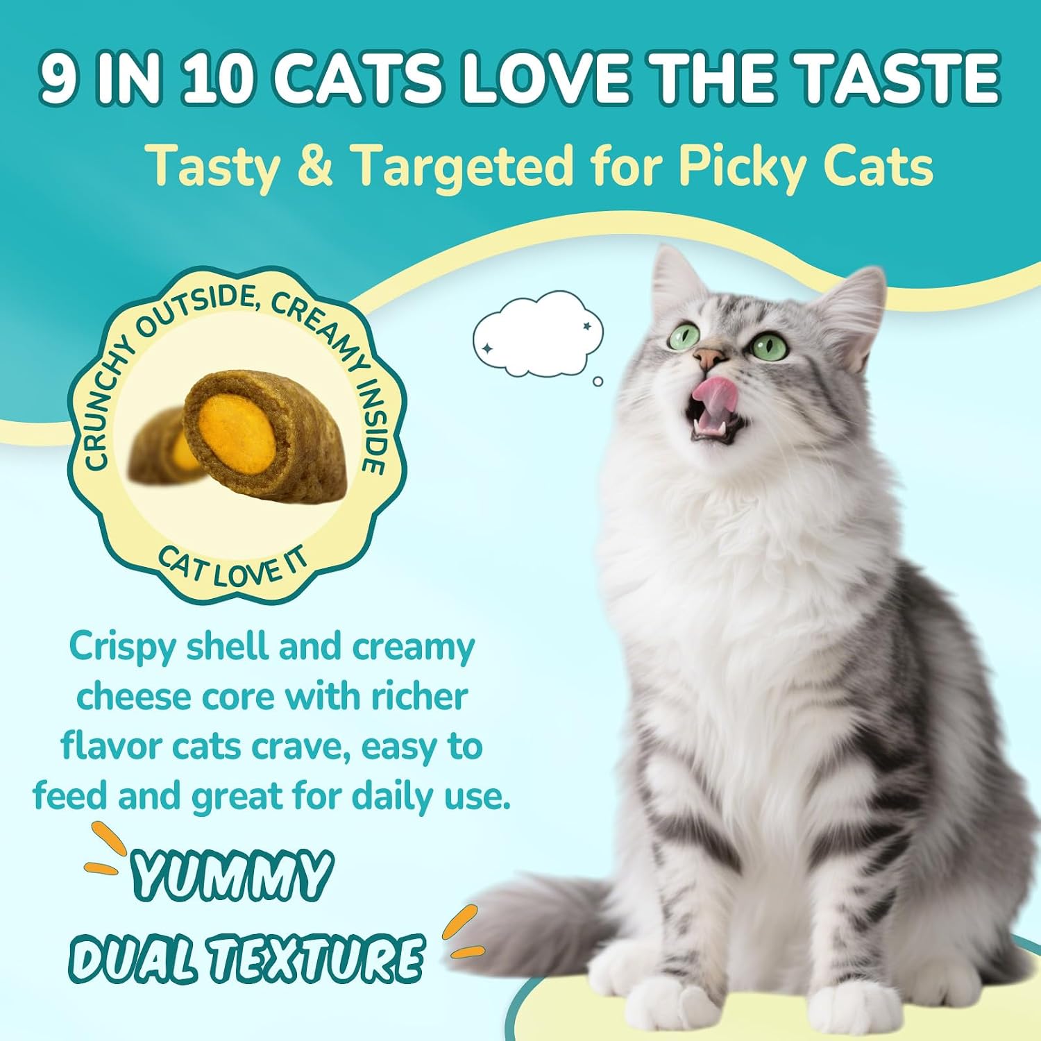 Woyamay seasonal allergy relief for cats packaging with daily feeding guide