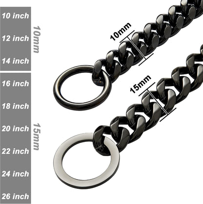 W/W Lifetime dog training choke chain black 15 millimeter premium metal collar