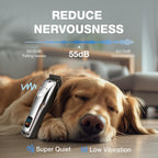 Low noise pet trimmer kit including stainless steel scissors and grooming comb