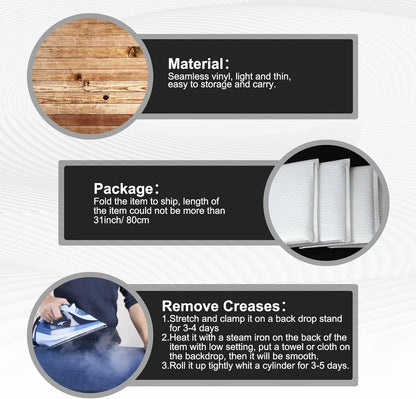 Instructions demonstration for removing creases from the OHIOCATII vinyl pet background.