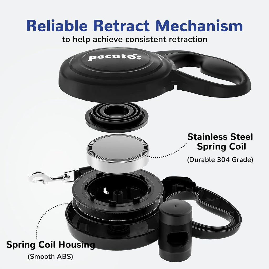 Pecute retractable leash tangle-free exit mechanism detail