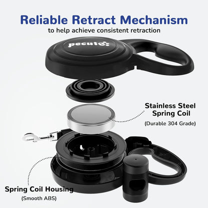 Pecute retractable leash tangle-free exit mechanism detail