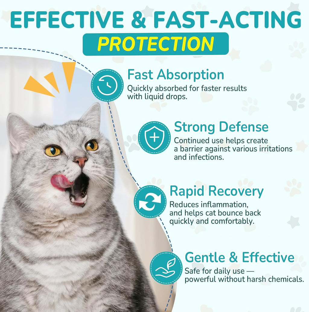 Woyamay natural antibiotic for cats packaging demonstrating weight-based dosage guidelines.