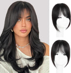 EINAEY clip in bangs front view showcasing natural black human hair fringe