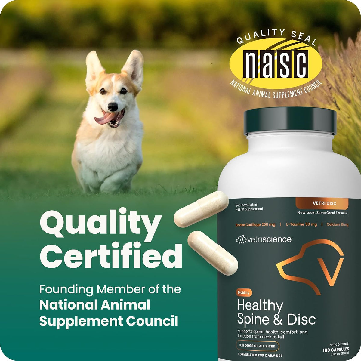 VetriScience dog health supplement ingredients panel view