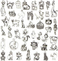 Kinteshun assorted cats pet charm pendant front view showing silver finish
