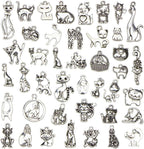 Kinteshun assorted cats pet charm pendant front view showing silver finish