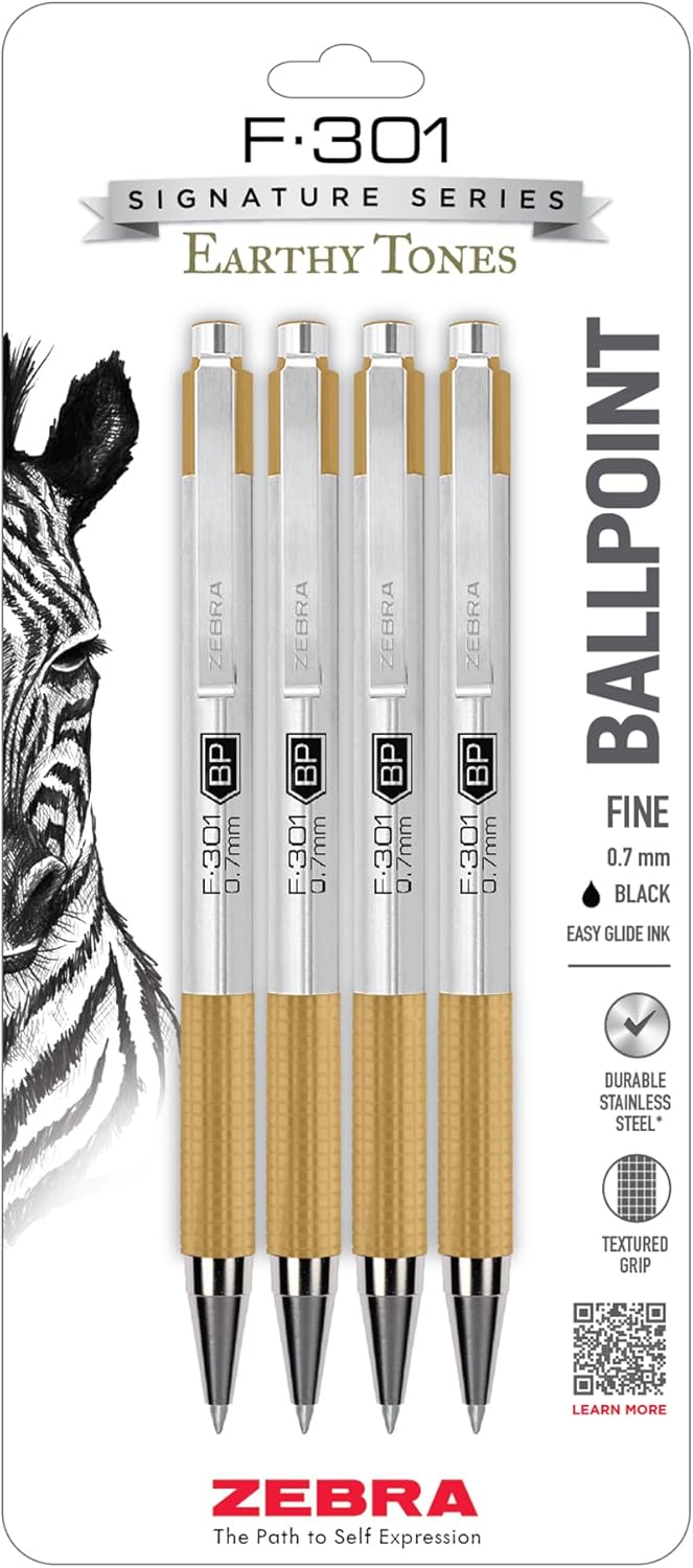 Zebra Pen F-301 Ballpoint Blue Ink Fine Point 0.7mm Pen, Easy-Glide Ink, Stainless Steel Retractable, Non-Slip Grip, Professional Design, Ideal for Office, Journal and Planner Use, 2-Pack (27122) - Image 15