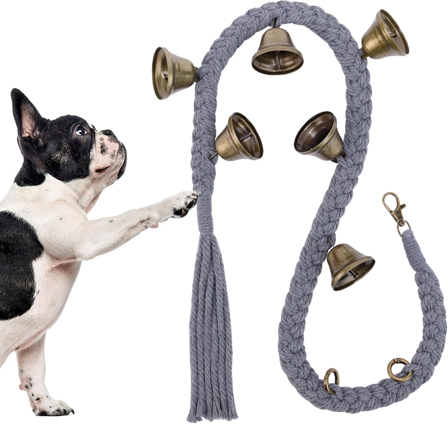 Dog Bell for Door Potty Training, Cotton Handwoven Dog Doorbell with 6 Extra Loud Bells for Dog Training, Adjustable Hanging Door Bell for Small Medium Large Dogs to Ring to Go Outside, Beige - Image 14