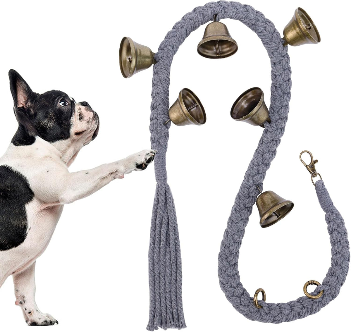 Dog Bell for Door Potty Training, Cotton Handwoven Dog Doorbell with 6 Extra Loud Bells for Dog Training, Adjustable Hanging Door Bell for Small Medium Large Dogs to Ring to Go Outside, Beige - Image 14