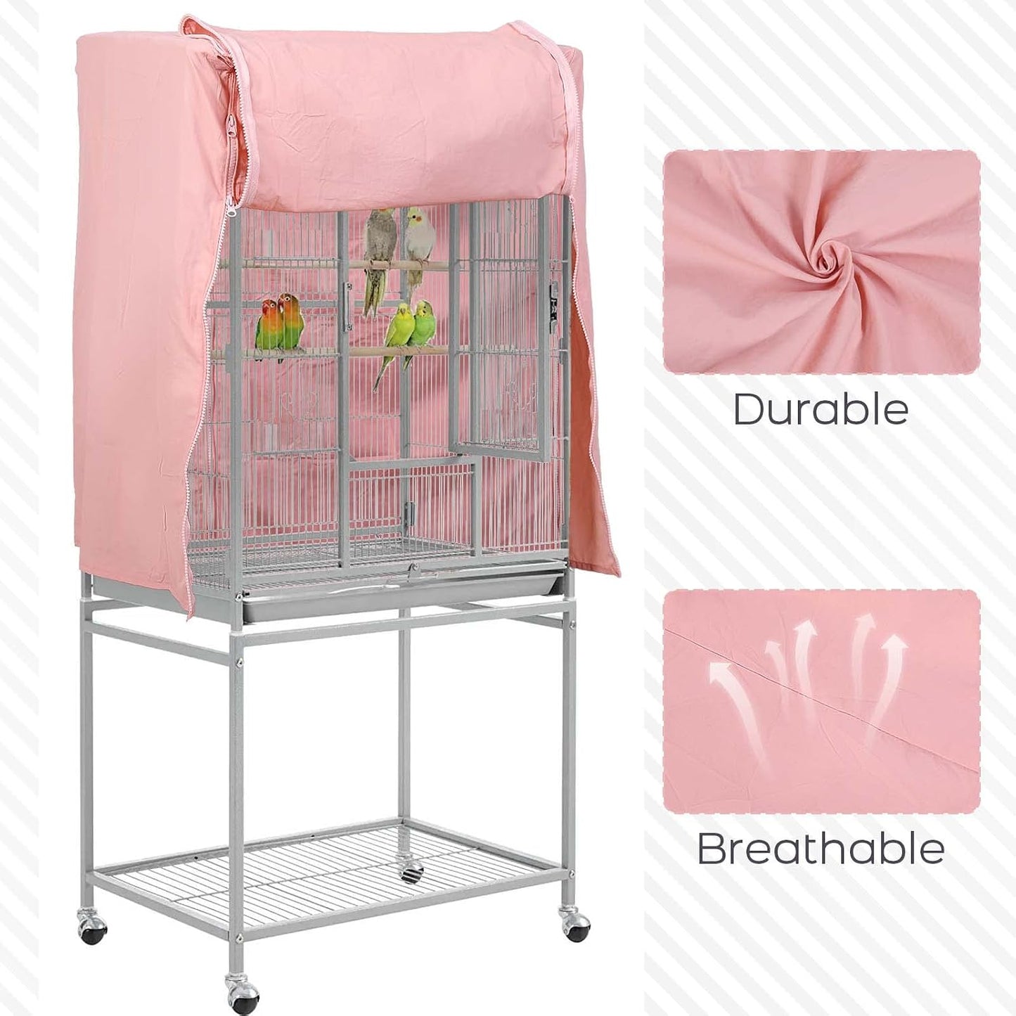 QBLEEV pink blackout bird cage shade cover zippered panel detail