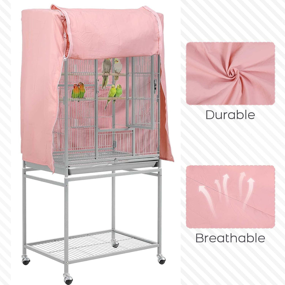 Pink universal bird cage cover with zipper closure