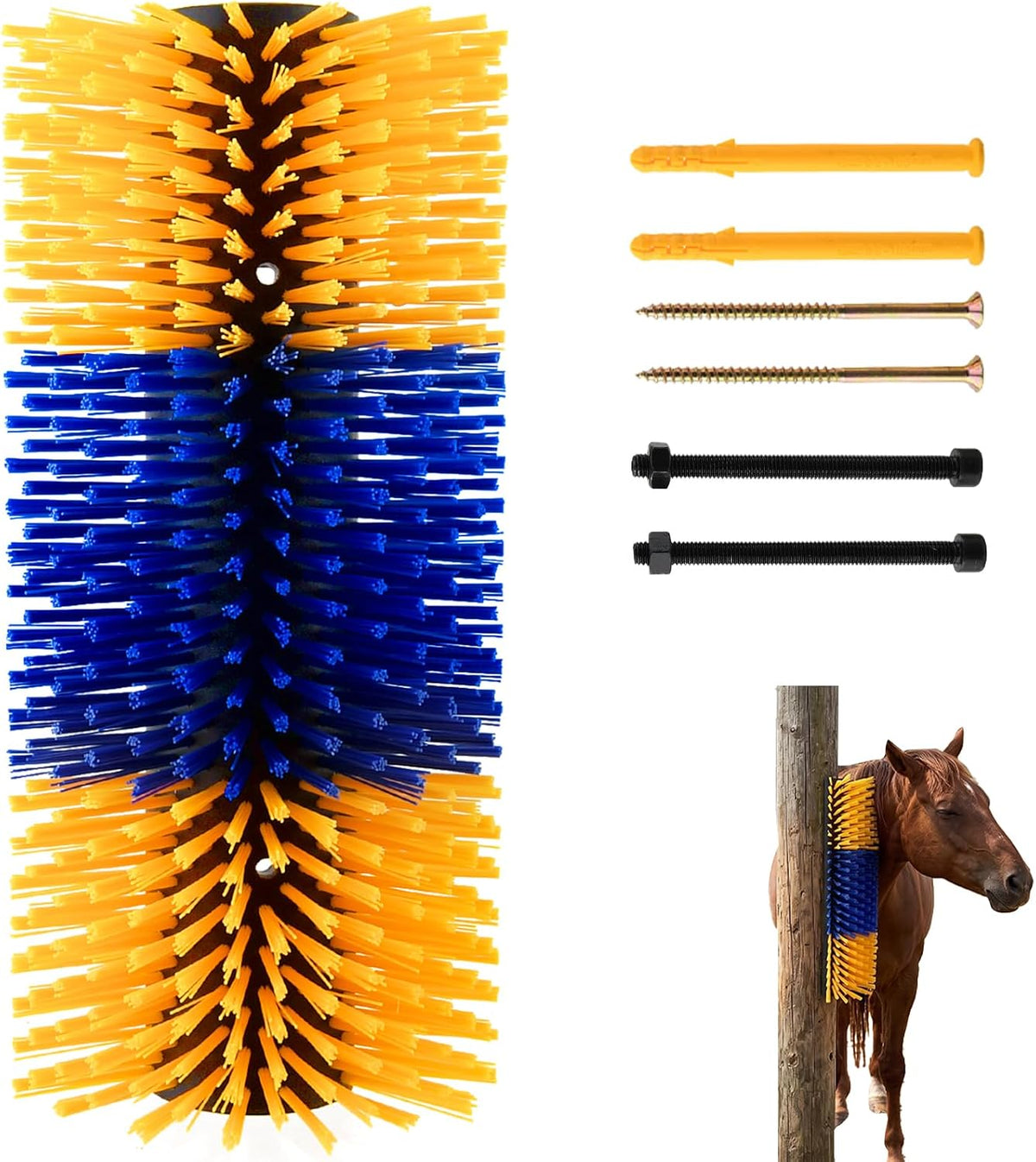 Full view of multi animal farm grooming post for dairy cattle
