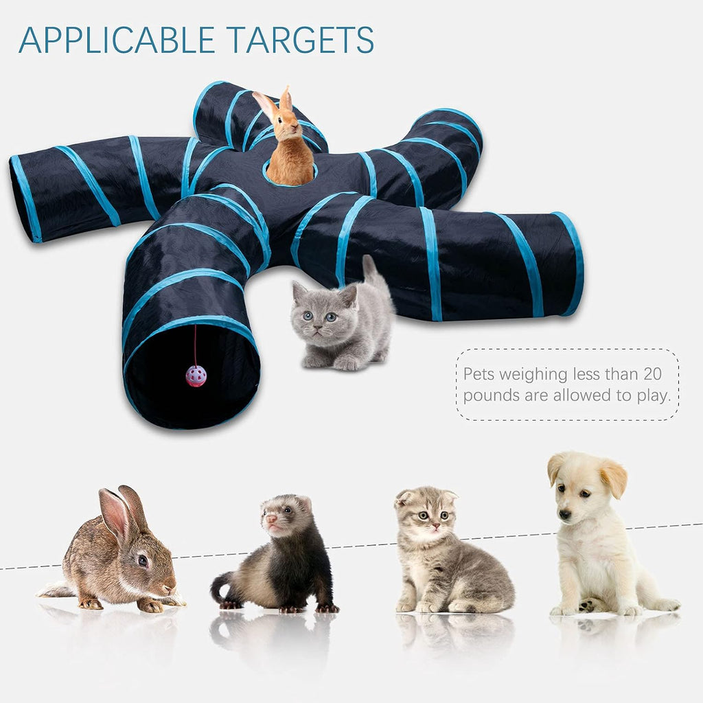 EGETOTA interactive five way pet tunnel collapsed flat for storage.