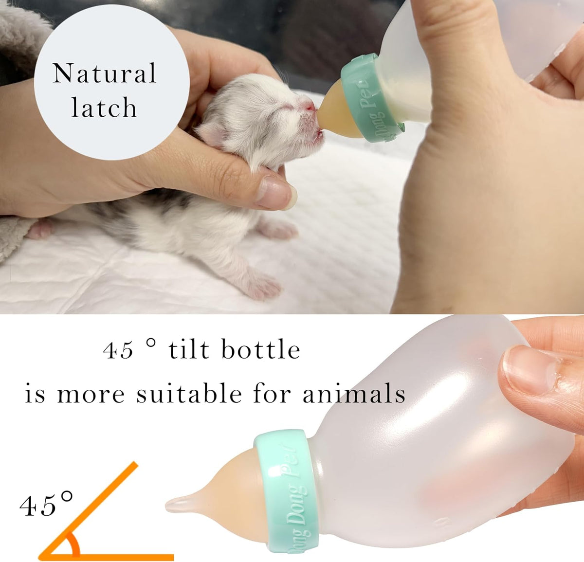 Doggiema pet nursing kit displaying three sizes of food-grade silicone nipples.