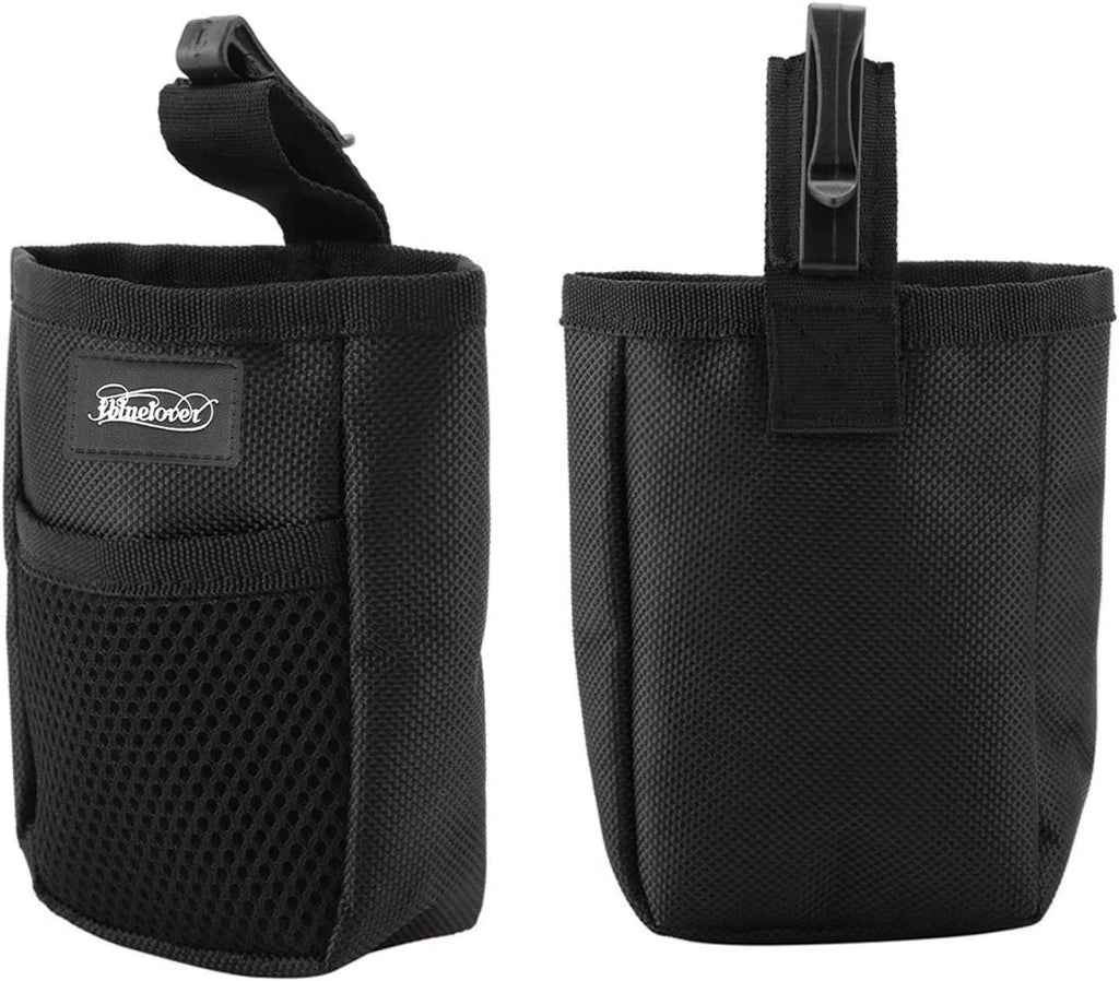 IBLUELOVER pet reward bag attached to a waistband using the heavy-duty belt clip