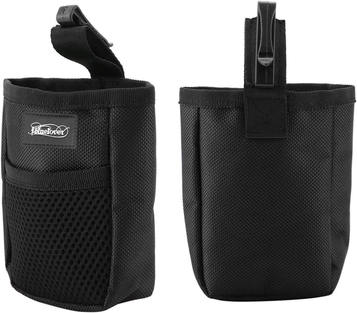 IBLUELOVER pet reward bag attached to a waistband using the heavy-duty belt clip