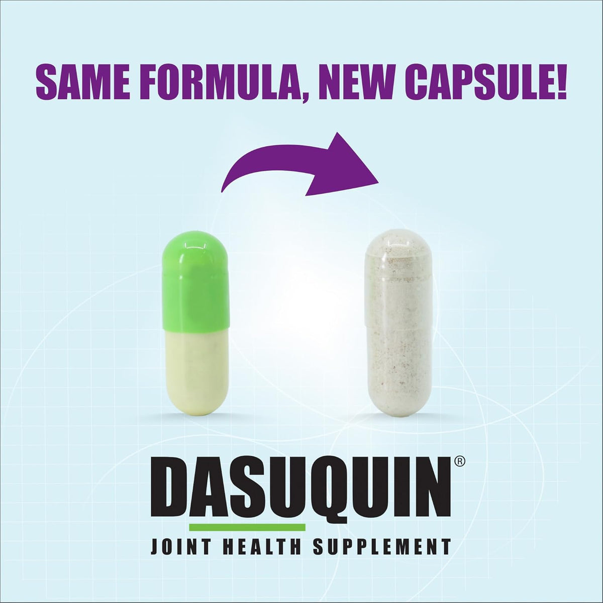 Nutramax Dasuquin 84 count bottle side profile showing active ingredients
