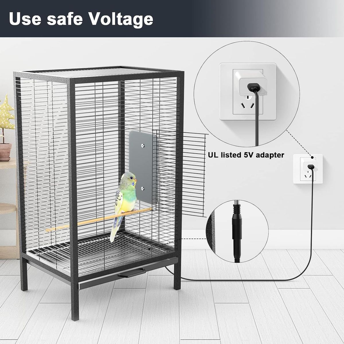 Fenocran indoor bird heater pad lifestyle setup
