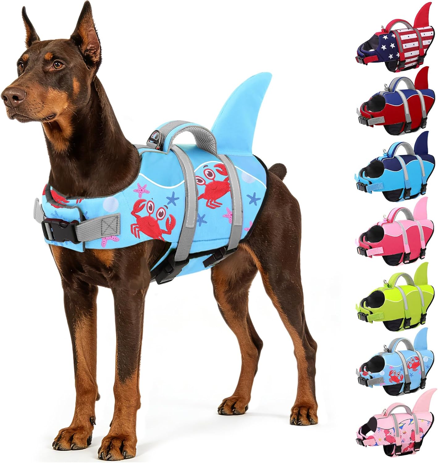 AOFITEE Dog Life Jacket, Dog Life Vest for Swimming, Shark Dogs Swimming Vest with Rescue Handle and Reflective Stripe, Ripstop Pet Float Coat Swimsuit Lifesaver Small Medium Large Dogs Pink XL - Image 15