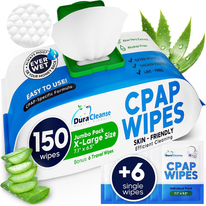 Dura Cleanse CPAP mask wipes 150 count jumbo pack front view