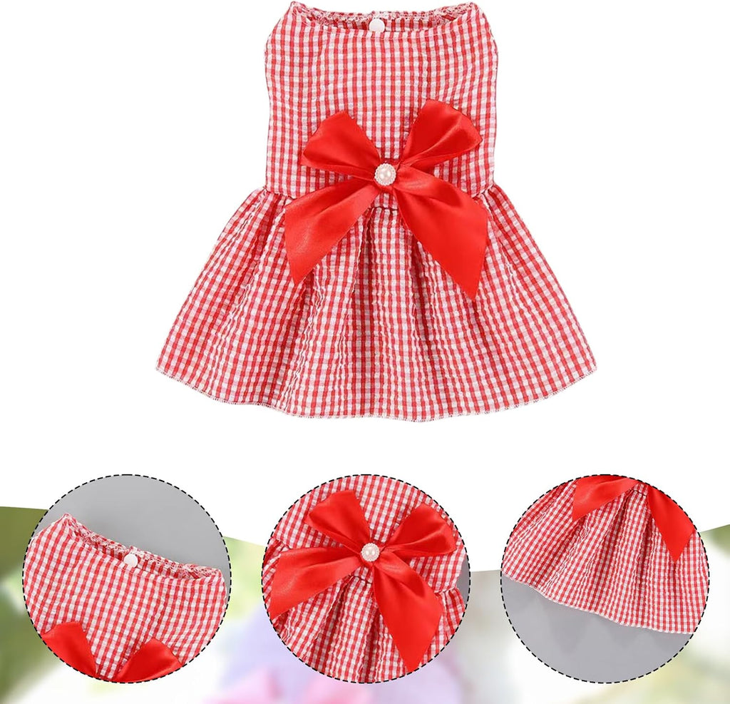 Close up view of the durable polyester fabric and front buttons on the OTKARXUS puppy dress