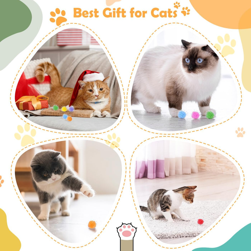Assorted colors of DF DUALFERV cat pom pom balls