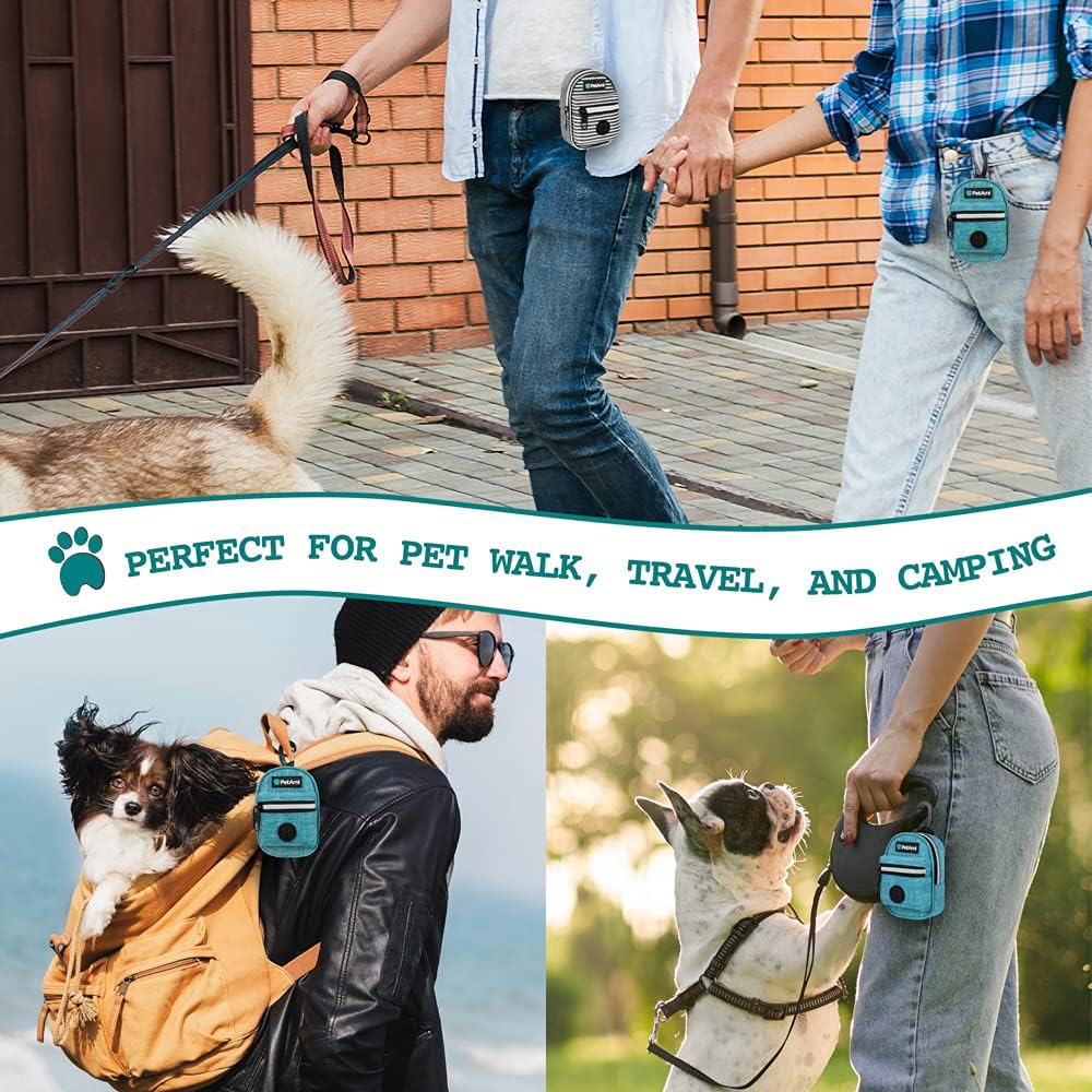 PetAmi mini backpack style dog walking accessory pouch in heather sea blue