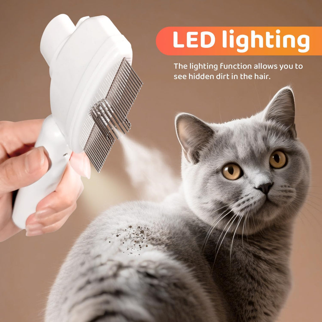Close up of Livekey pet brush steam activation button