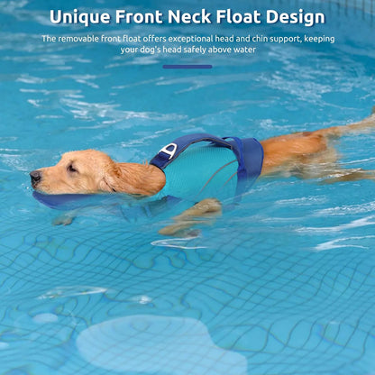 Adjustable puppy swimming vest with front neck float