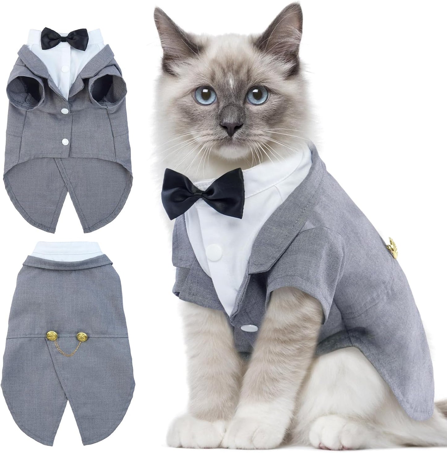 Full outfit display of Dentrun cat tuxedo apparel