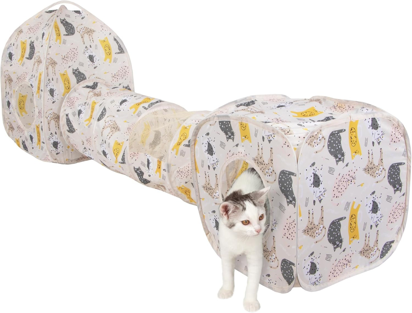 Kitty City Safari Jungle Pop-Up Cat Cube, Collapsible Indoor Cat Hideout & Play Cube with Peekaboo Openings, Easy Storage, 15" x 15" x 15" - Image 14