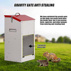 Twenty five pounds capacity automatic pet feeder sitting securely on a patio floor