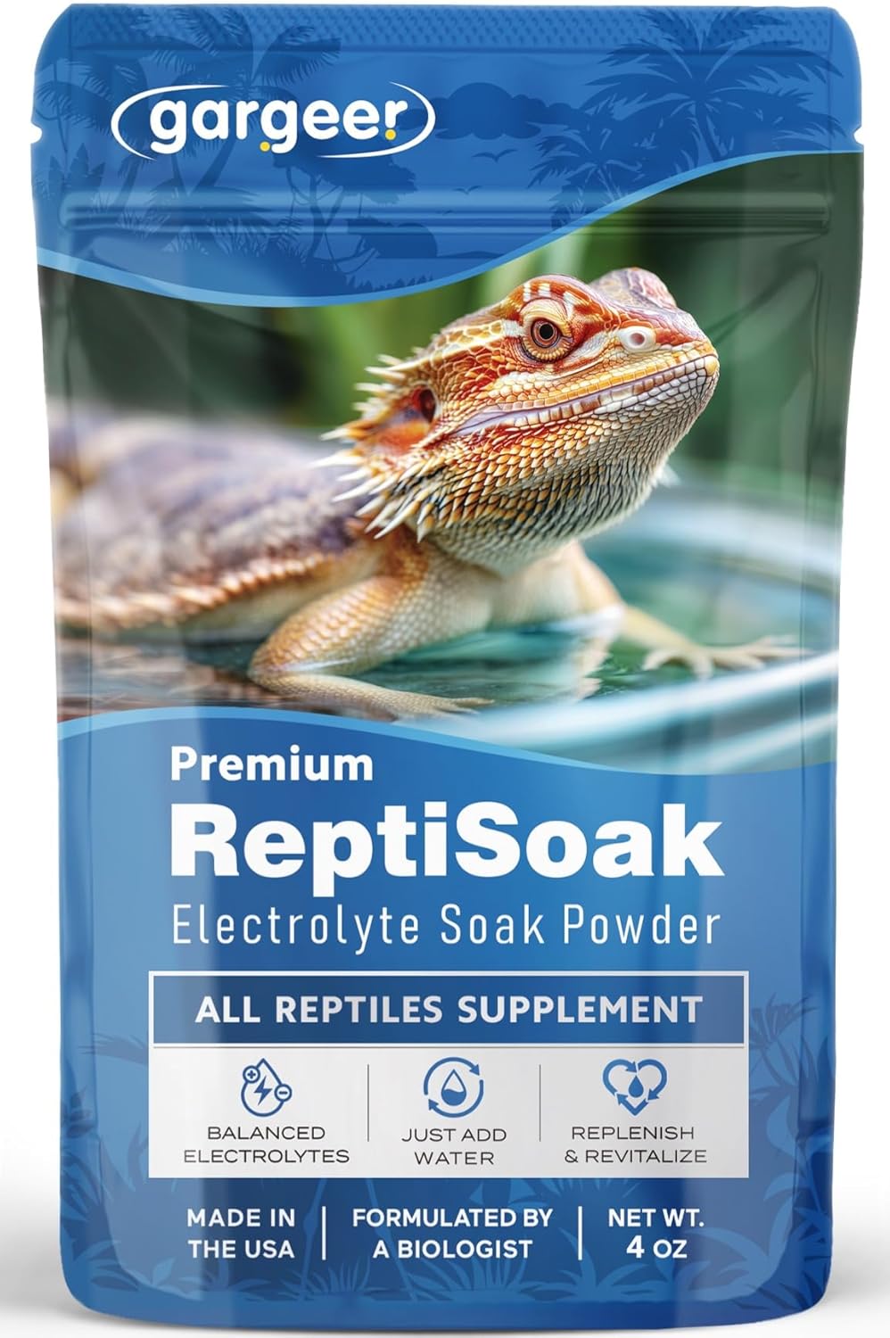 Gargeer Premium ReptiSoak electrolyte bath powder front view
