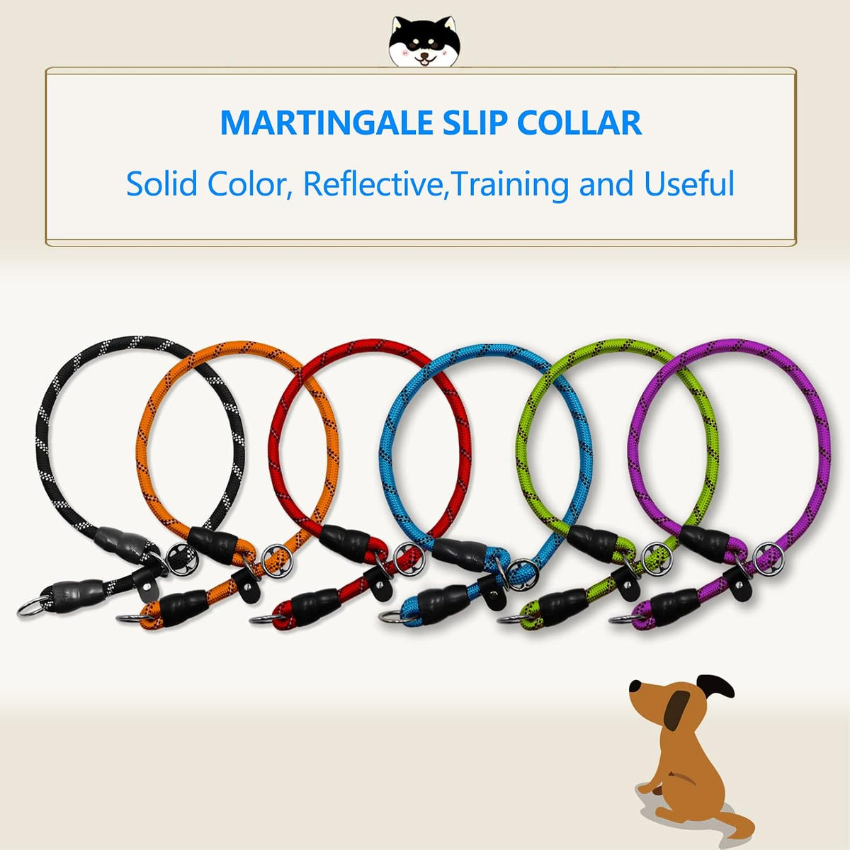 Mystercome nylon obedience collar in vibrant orange color laid flat on a neutral background