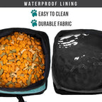 Lightweight foldable pet water bowl no spill design being filled with fresh water.